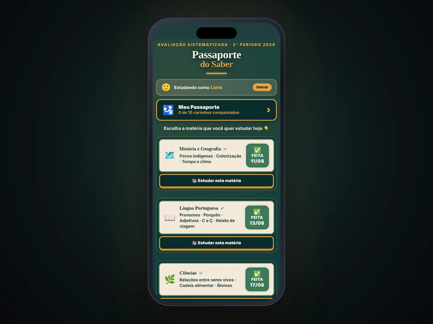 Passaporte do Saber en un celular